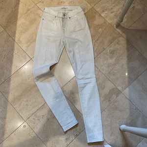 7 For All Mankind Skinny Coated Python Jeans Size 25